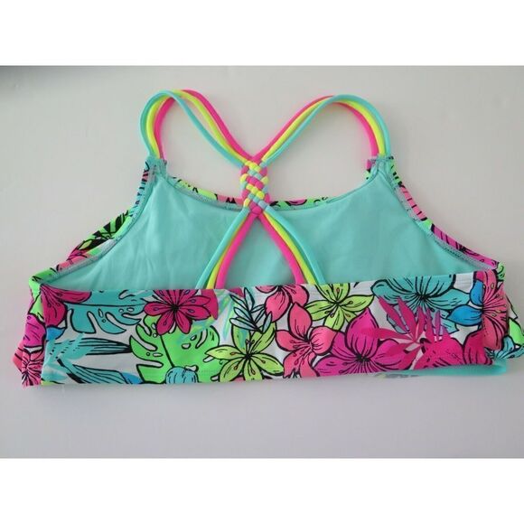 Kian D. Los Angeles Women's Sz 18 Teal/Multicolor Floral Ruffle Top 2-Pc Bikini - Picture 4 of 6
